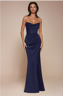KIM  LACE UP CORSET SATIN GOWN - 3 COLORS