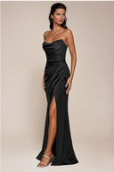 KIM  LACE UP CORSET SATIN GOWN - 3 COLORS