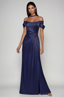 KARINA OFF THE SHOULDER LACE UP CORSET SATIN GOWN - 6 COLORS