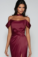 KARINA OFF THE SHOULDER LACE UP CORSET SATIN GOWN - 6 COLORS